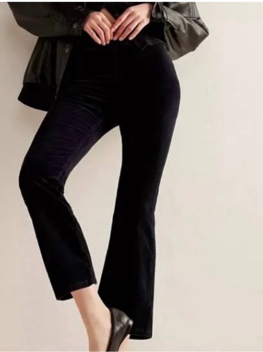 Free People XLarge Pants In My Feelings Mid-Rise Crop Boot Black Velvet